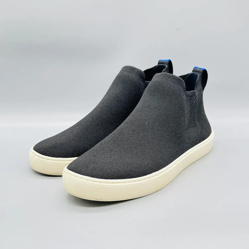 Rothy's Shoes Womens 9.5 Black Knit Mid Top Slip On Sneakers Comfort Casual
